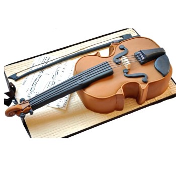 Violin Shape Designer Fondant Cake