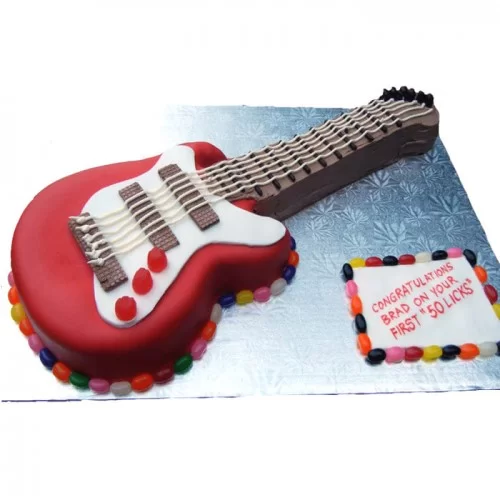 Electric Blue Guitar Cake And Cupcakes - CakeCentral.com