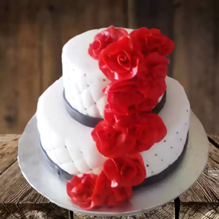 Red Velvet Floral Cake ( 2 Pounds ) - Your Koseli Celebrations