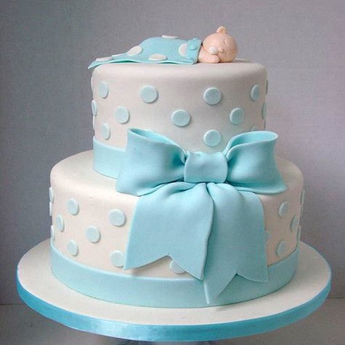 2 Tier Baby Shower Designer Fondant Cake Delivery in Delhi