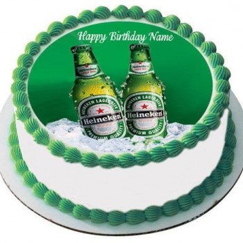Heineken Beer Round Photo Cake