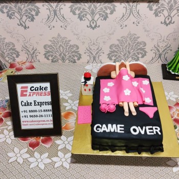 First Night Game Over Fondant Cake