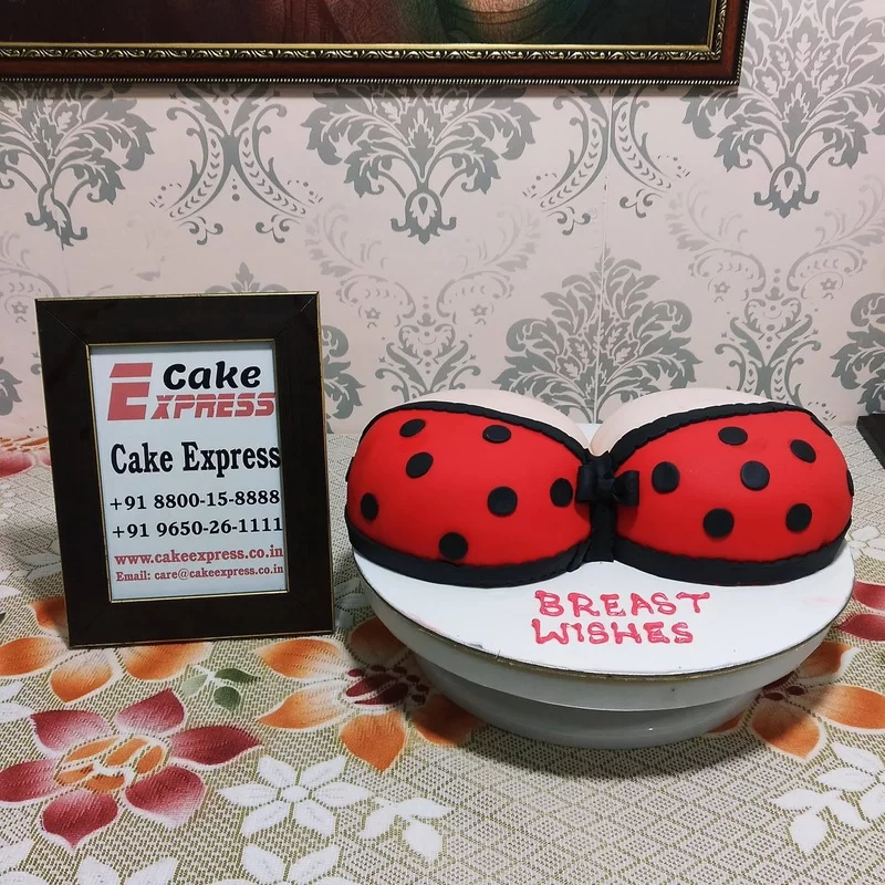 Polka Red Dot Bra Naughty Cake - BPC-0087 | Bachelor Party Cakes