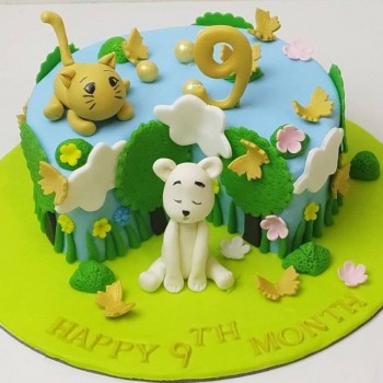 Happy 9 Month Theme Fondant Cake