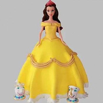 Yellow Barbie Fondant Cake