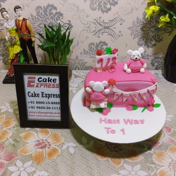 Pink Half Birthday Cake For Girl