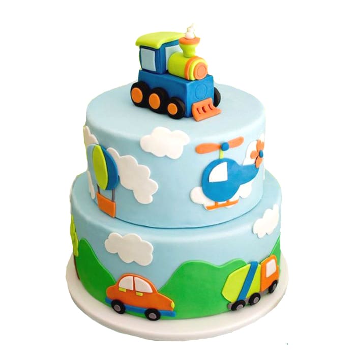 Transportation-themed 1st Birthday Cake