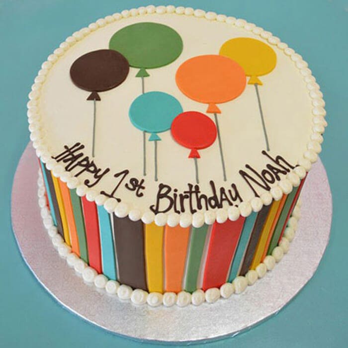 Birthday Clipart-birthday cake with candles and balloons