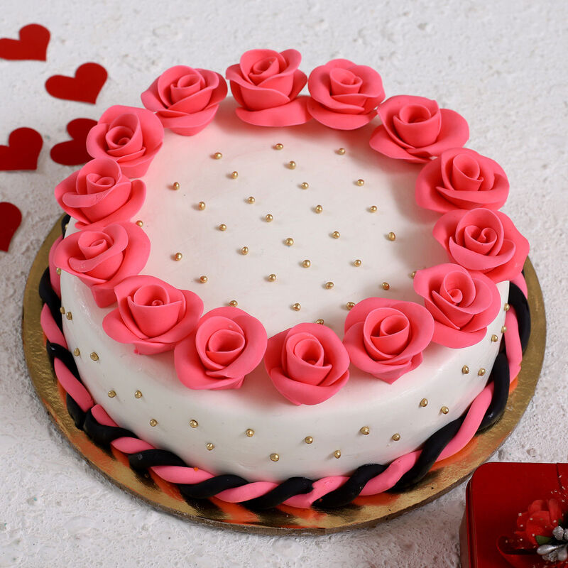 Birthday cake with roses, lily and stephanotis flowers - Karen's Sugar  Flower Blog