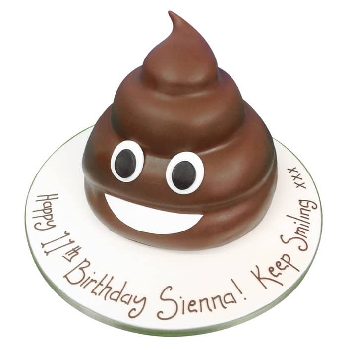 Funny Emoji and Poop Happy Birthday Cake With Name and Pic